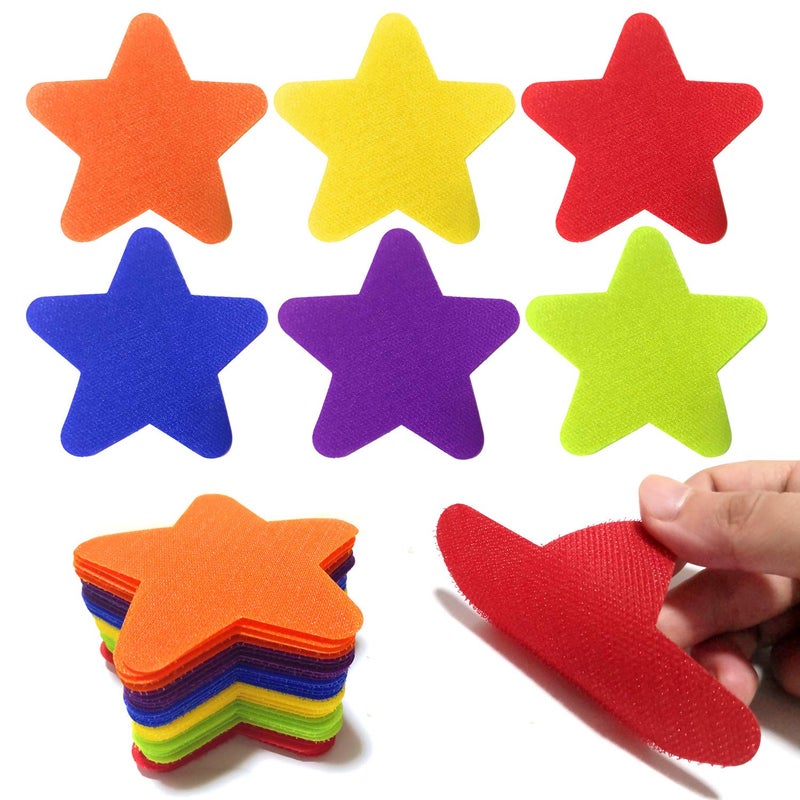 Unixing 30PCS Star Carpet Markers Floor Carpet Seat Position Spots Sit Markers, Star Sitting Carpet Dots for Office, Party Decor, Yoga Stations - Image 1